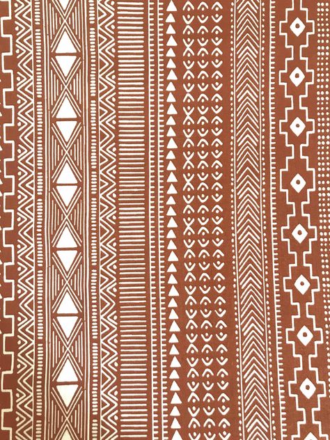 One Half Yard of fabric measuring approximately 43/44 inches wide. 100% cotton. Multiple orders will ship as one continuous piece of fabric. Rust brown and white geometric southwestern design. Stripes of design run the length of the fabric. This design has smaller images. The individual small triangles measure about 1/4 inches tall. Convo me if you have any Questions !! Etnic Pattern, Boho Pattern Design, Ethnic Print Pattern, Southwestern Fabric, Native Designs, Aztec Fabric, Hand Painted Sarees, Triangle Print, Geometric Border