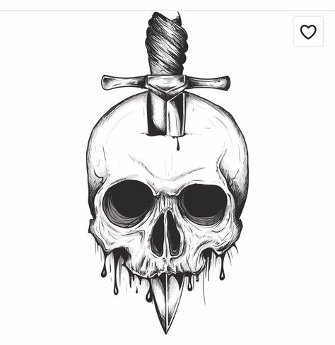 Simple Skull Drawing, Skull Simple, Cool Skull Drawings, Knife Drawing, Simple Skull, Skull Sketch, Knife Tattoo, Desen Realist, Type Tattoo