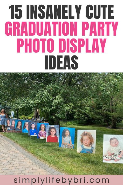 graduation party photo display ideas Graduation Party Photo Display, Party Photo Display, Graduation Picture Display, Graduation Poster Boards, Graduation Picture Boards, Graduation Party Picture Display, Eyebrows Thick, Graduation Photo Displays, School Pictures Display