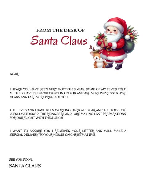 Santa Letter Printable: Delight Your Child This Christmas! Digital Download Letter from Santa Letters From Santa, Message From Santa, Santa Printable, Santa Letter Printable, Letter From Santa, From Santa, Santa Letter, Unforgettable Memories, The Elf