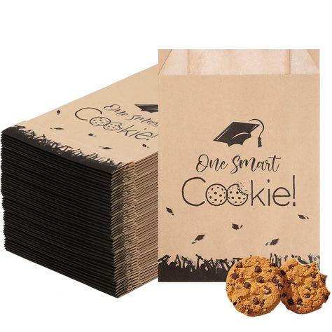 PRICES MAY VARY. What You Will Receive: the package comes with 200 pieces of paper treat bags measuring about 7 x 5 x 2 inches/ 17.7 x 12.7 x 5 cm, suitable for holding cookies, chocolates, snacks, desserts, and other small gifts on graduation parties Graduation Theme Design: these paper cookie bags are printed with the text [One Smart Cookie! ], graduation hat and other classic graduation elements, they can bring more fun for your graduation parties and leave a good impression on your guests Qu Phd Graduation Party Favors, Graduation Thank You Favors, Book Themed Graduation Party, Graduation Party Favors For Guests, Graduation Favors For Guests, 2026 Graduation, Mba Graduation Party, College Graduation Party Favors, Boys High School Graduation Party