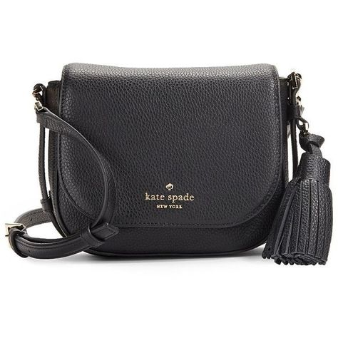 Kate Spade New York Small Penelope Leather Saddle Bag ($258) ❤ liked on Polyvore featuring bags, handbags, shoulder bags, black, kate spade handbag, tassel handbags, genuine leather shoulder bag, leather purses and leather shoulder bag Kate Spade Purse Outfit, Purse Outfit, Real Leather Handbags, Popular Handbags, Leather Saddle Bags, Leather Shoulder Handbags, Bags Black, Kate Spade Purse, Kate Spade Handbags