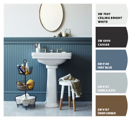 Paint colors from ColorSnap by Sherwin-Williams Sherwin Williams, Round Mirror Bathroom, Paint Colors, Bathroom Mirror, Google Search, Paint, Mirror, Blue, Furniture