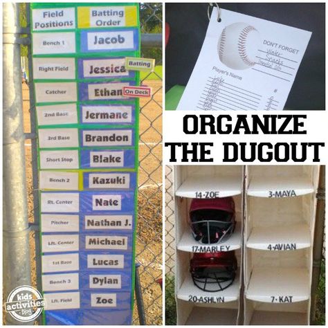 Organize Dugout Tball Coach, Dugout Mom, Softball Dugout, Softball Team Mom, Baseball Lineup, Team Mom Baseball, Baseball Dugout, Baseball Team Gift, Team Snacks