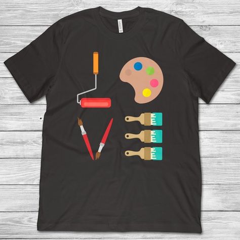 Art Teacher Outfits, Tool Shirt, Painter Gifts, Fabric Paint Shirt, Funny Painting, Artist Shirts, Funny Paintings, Creative Shirts, Paint Shirts