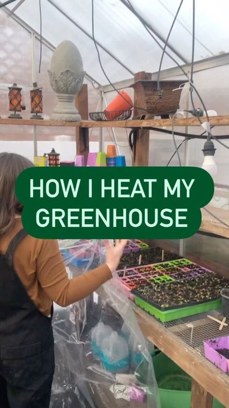 Greenhouse Heat Lamp, Diy Greenhouse Heating, Diy Porch Greenhouse, Heating A Small Greenhouse, Saran Wrap Greenhouse, Portable Greenhouse Ideas, Greenhouse Insulation Ideas, Green House Hacks, Homemade Green House