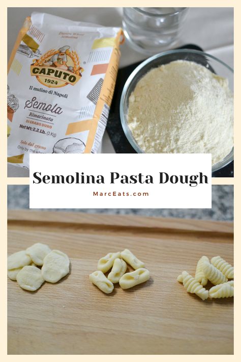 Pasta Dough Recipes Semolina, Homemade Semolina Pasta Dough Recipe, Homemade Pasta Semolina Flour, Fresh Pasta Shapes, 00 Flour Pasta Dough Recipe, Eggless Pasta Dough, Homemade Pasta With Semolina Flour, Semolina Flour Pasta Recipe, Semolina Pasta Dough Recipe