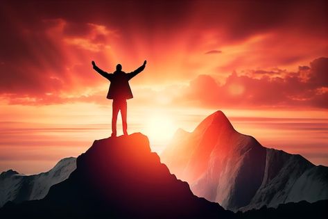 Photo successful businessman standing on... | Premium Photo #Freepik #photo #mountain-top #success-background #success-man #peak Background Success, Success Background, Success Images, Thumbnail Background, On Top Of A Mountain, Top Of A Mountain, Church Poster Design, Church Poster, Image Icon