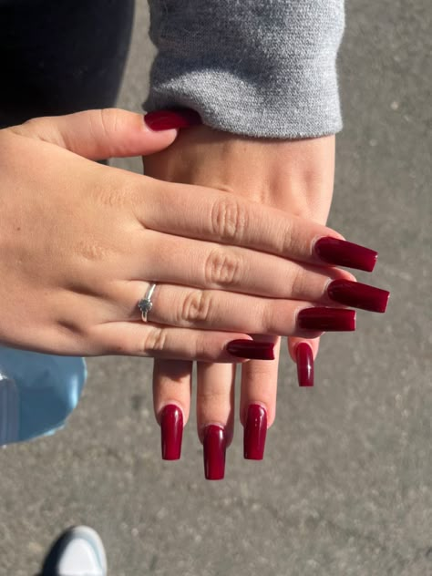 Red Nails With Initials, Dark Red Coffin Nails, Angel Nails, Baby Nails, Soft Nails, Pink Acrylic Nails, Square Acrylic Nails, Fire Nails, Pretty Acrylic Nails