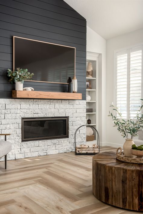 Westmount Living Room Decor Fireplace, Fireplace Remodel, Inspire Me Home Decor, Up House, Home Fireplace, Fireplace Makeover, Living Room Remodel, Vinyl Plank Flooring, Updating House