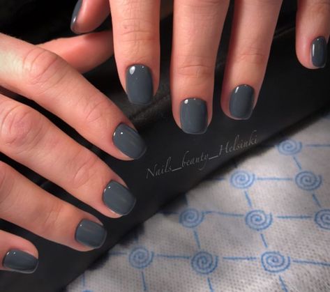 Shadow is a dark cool charcoal grey. Award Winning Gel Polish! This incredible 100% pure colored gel is created by Akzentz amazing team of chemists to be completely solvent free, long lasting and easily applied! This unique formula provides numerous benefits: Easy Application - The product is not runny so it stays where you apply it. Odor Free - Absolutely NO smell. Does not smell like nail polish, since it is polish free. Flexibility and Strength - Typical gel polish made with polish in it will Charcoal Grey Nails, Nail Color Blue, Dark Grey Nails, Grey Gel Nails, Blue Nail Color, Dark Cool, Marble Nail Designs, Plain Nails, Marble Nail