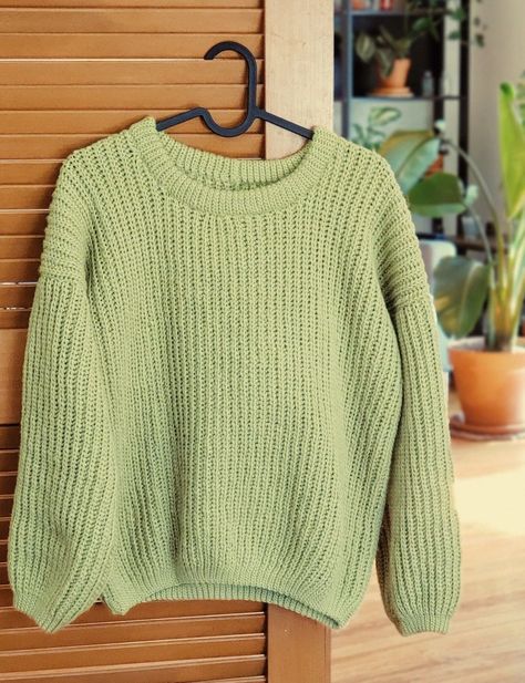 Crochet Samantha Sweater Pattern PDF - Includes Pictures Green Crochet Jumper, Thick Crochet Sweater, Green Sweater Crochet, Crochet Baggy Sweater, Simple Crochet Sweater, Green Crochet Sweater, Crochet Oversized Sweater, Oversized Crochet Sweater, Crochet Sweater Ideas