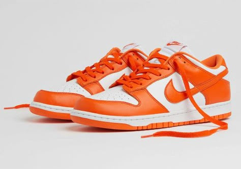 White Orange Shoes, Nike Orange Shoes, Orange And White Shoes, Nike Dunks Low Orange, Orange And Black Shoes, Orange Jordan Ones, Orange And White Dunks Outfits, Orange Low Dunks, Orange Shoes Aesthetic