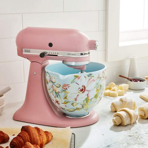 35 Valentine's Day Gifts for Her Kitchenaid Rose, Kitchenaid Artisan Mixer, Ceramic Mixing Bowls, Kitchenaid Artisan, White Gardenia, Countertop Appliances, Kitchenaid Stand Mixer, Floral Bowls, New Ceramics