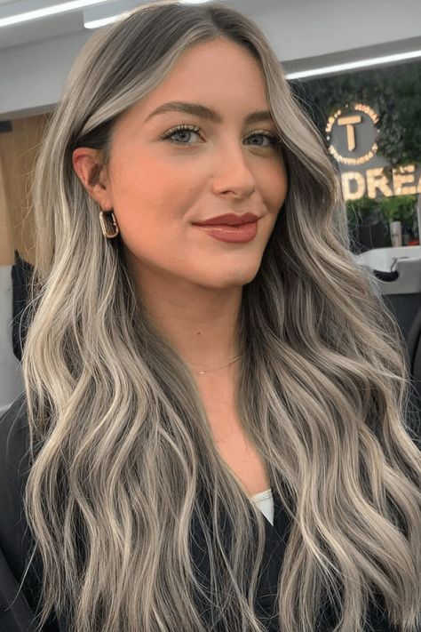 ash blonde, hair color, hair inspiration Full Balayage Ash Blonde, Ash Blonde Fall Hair, Ash Blonde Vs Ash Brown, Ash Brown Hair With Icy Highlights, Blonde Brown Medium Length Hair, Ashy Icy Blonde Hair, Dark Ash Blonde With Money Piece, Ash Blonde Dimensional Hair, Ashy Blonde On Dark Hair