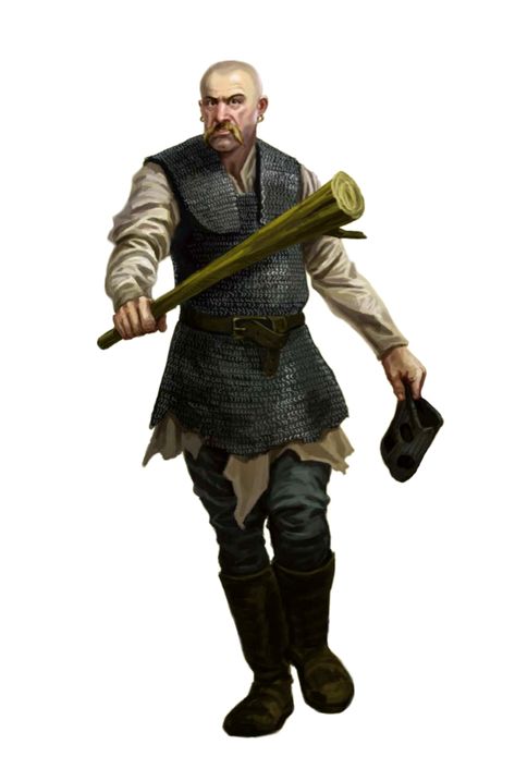 Male Human Rogue Bruiser Thug - Pathfinder 2E PFRPG DND DD 3.5 5E d20 fantasy Thug Character Art, Fantasy Thug, Ruffian Dnd, Dnd Thug, Bandit Leader Dnd, Thug Fantasy Art, Dnd Bandit, Dnd Beggar, Medieval Bandit