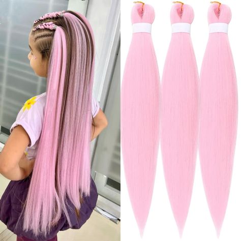 PRICES MAY VARY. Braiding Hair Pre Stretched Made by Low Temperature Fiber,Easy To Shape . 2024 Festival New Pink Fashion Sweet Unique Color Braiding Hair Pre stretched,Bring You and Your Lover New Color Feel. About 300 Grams(3PCS)Per Pack ,26Inch(Folded Length)Braiding Hair-For A New Easy Try. Can Be Used For Braids,Braiding Hair,Twist hair,Locs Hair,and Other Hair Extension. Itch-free,Tangle-free,Shedding-free,Fresh and Comfortable to Wear,Long Lasting. Leticia -- registered brand in US, which Pink Braiding Hair, Color Braiding Hair, Tulle Clothes, Pink Hair Extensions, 2023 Festival, Soccer Hair, Pink Motorcycle, Kanekalon Braiding Hair, Hair Locs