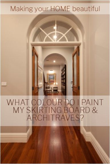 Skirting boards and architraves provide the link throughout your home.  The colour they are painted has to work with all your different wall colours.  Let me show you some ideas of what to paint your skirting boards and architraves. Dark Coloured Skirting Boards, Coloured Doors And Skirting Boards, Beige Skirting Boards White Walls, Skirting Board Ideas Colour, Skirting Board Ideas, Coloured Skirting Boards, Skirting Board Paint, Oak Skirting Boards, Painted Banister