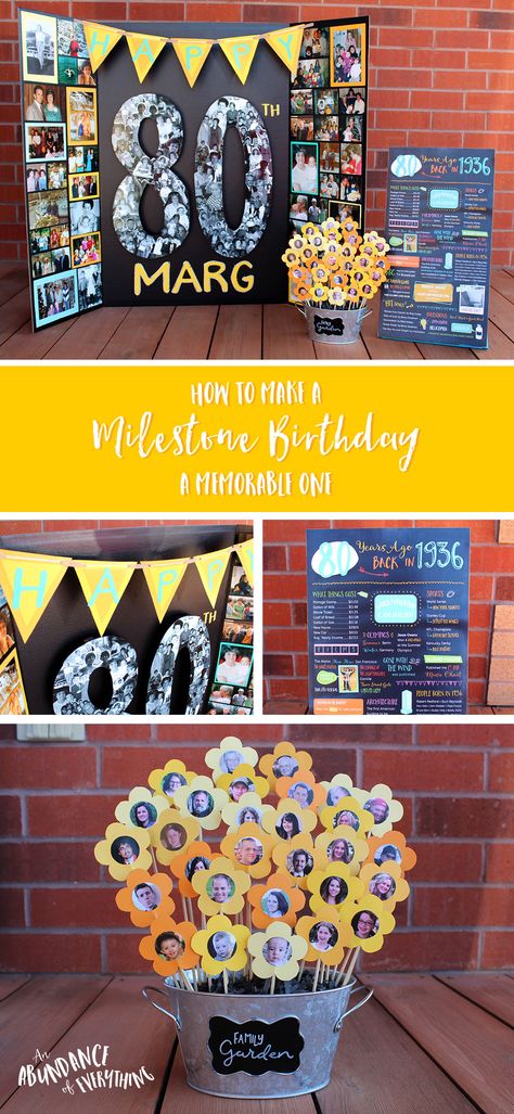 Milestone Party Decorations, Picture Boards For Birthdays, 50th Birthday Picture Board, Milestone Birthday Decorations, Photo Board Ideas Birthday, Milestone Birthday Party Ideas, Milestone Birthday Ideas, 80th Birthday Party Ideas, Birthday Photo Displays