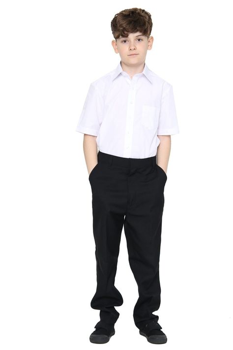 College Uniform, Corporate Uniforms, White Short Sleeve Shirt, Boys School Uniform, Uniform Shirts, Slim Fit Shorts, White Boys, White Short, Boy's Clothing