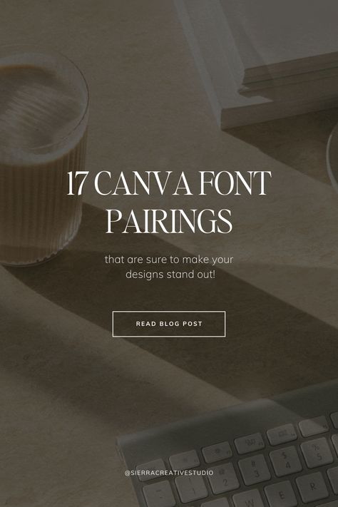 Discover beautiful Canva font pairings that will breathe new life into your business graphics. We've handpicked the most stunning fonts that work perfectly together, creating a cohesive and captivating design. Explore these font inspiration ideas and take your visuals to the next level. Canva Font Pairing Graphic Design, Canva Professional Fonts, Classy Fonts Canva, Canva Luxury Font Pairings, Clean Font Pairings, Sophisticated Font Pairings, Cottagecore Fonts Canva, Top Canva Fonts, The Seasons Font Pairing