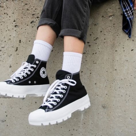 Black Lugged Converse, Converse Lugged Outfit, Converse Chuck Taylor Lugged, Lugged Converse, Chuck Taylor Lugged, Blue Converse Shoes, Converse Lugged, Egret White, All Black Converse