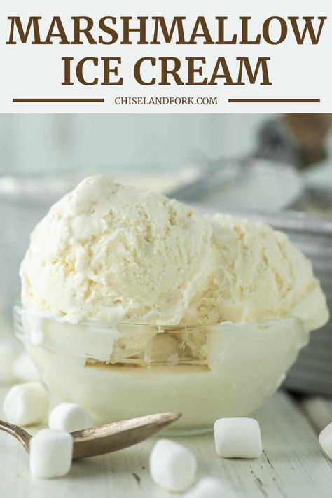 Marshmallow Ice Cream Recipe, Marshmallow Ice Cream, Homemade Ice Cream Recipes Machine, Ice Cream Recipes Machine, Easy Ice Cream Recipe, Ice Cream Maker Recipes, Cookie Dough Ice Cream, Easy Ice Cream, Homemade Ice Cream Recipes