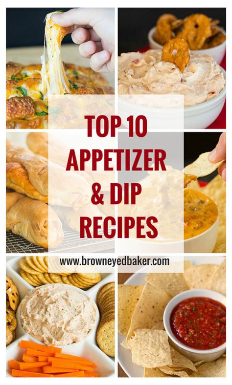 top-10-appetizers-dips-recipes Nye Food Ideas Easy, Best Dip, Best Dip Recipes, Dips Recipes, Dip Recipes Appetizers, Appetizers Easy Finger Food, Best Appetizer Recipes, Buffalo Chicken Dip, Dinner Appetizers