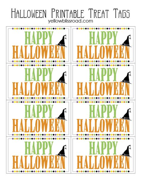 Halloween Treat Tags - A Free Printable! What a cute idea for handing out treats to friends or neighbors, or even to trick or treaters! Printable Halloween Tags, Halloween Treat Tags, Imprimibles Halloween, Halloween Printables Free, Halloween Labels, Halloween Preschool, Witch Hats, Halloween Tags, Halloween Treat Bags