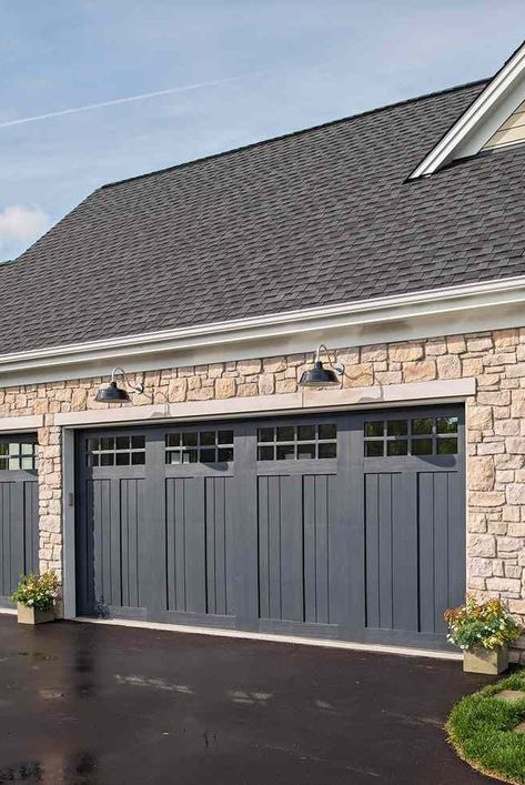 Composite Garage Doors, Grey Garage Doors, Garage Door Colors, Garage Door Paint, Garage Paint, Garage Door Types, Garage Door Styles, Garage Door Makeover, Door Paint Colors