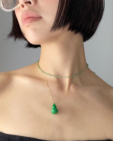 Effortlessly cool with a touch of jade magic ✨ Shop all the layerable jade pieces on seree.co #beadedchoker #jadenecklace #layeredlook Jade Necklace, Magic Shop, Beaded Choker, Layered Look, Jade, Gold Necklace, Gold, Quick Saves