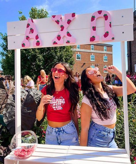 Strawberry Bid Day Theme, Freshly Picked Bid Day, Cherry Bid Day Theme, Tabling Ideas, Adpi Recruitment, Membership Ideas, Sorority Graphics, Sorority Themes, Recruitment Themes