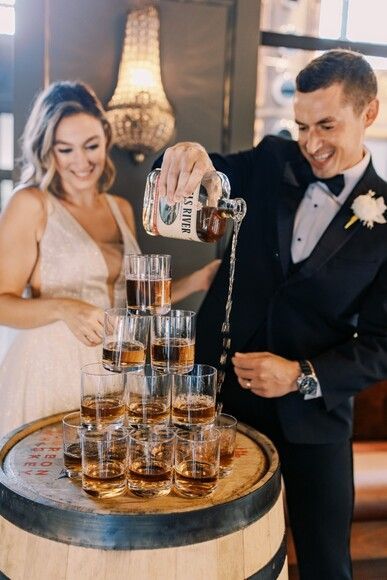 Whiskey Bar Wedding, Whiskey Wedding, Anna Wright, Black Cabin, Old Fashioned Drink, Bride Attire, Champagne Tower, Vogue Wedding, Wedding 2025