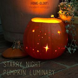 Starry Night Pumpkin Luminary Starry Night Pumpkin, Halloween Queen, Pumpkin Carvings Stencils, Halloween Time, Pumpkin Lights, Fall Halloween Decor, Fall Feels, Trick Or Treater, Cute Pumpkin