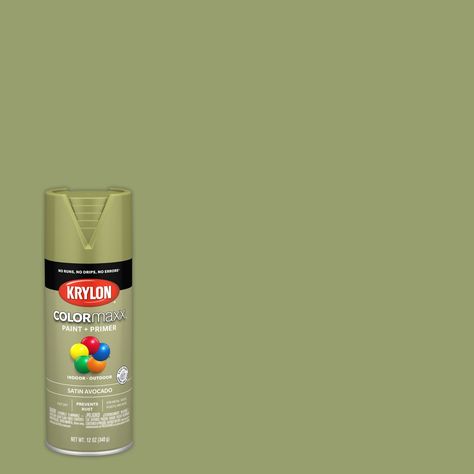 Krylon COLORmaxx spray paint provides brilliant, on-trend colors in a variety of sheens. Smooth application with added rust protection. The easy push big button tip provides the ability to spray at any angle for fast coverage to get your project done. Krylon Acrylic Enamel Satin Spray Paint and Primer In One (NET WT. 12-oz) in Green | K05555007 Matte Black Spray Paint, Yellow Spray Paint, Glitter Spray Paint, Green Spray Paint, Metallic Spray Paint, Glitter Spray, White Spray Paint, Black Spray Paint, Mineral Spirits