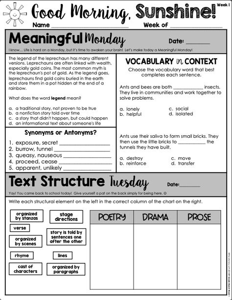 *A DIGITAL OPTION HAS BEEN INCLUDED FOR GOOGLE SLIDES/GOOGLE CLASSROOM* Be sure to re-download! There are directions and links inside the pdf. This morning work is a unique way to get your students warmed up in the morning that helps incorporate the 4th Grade Language Standards, Vocabulary Practice, and Reading Comprehension skills.Save money by purchasing the growing bundle and get all future months of morning work:ELA Morning Work 4th Grade Growing BundleOR purchase the ELA + MATH MORNING WORK Wit And Wisdom 4th Grade Module 1, Classroom 2023, Teaching Comprehension, Reading Homework, Math Morning Work, 5th Grade Ela, 4th Grade Ela, Text Structure, Math Assessment