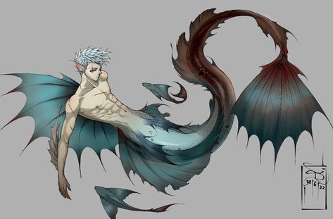 Evil Merman Art, Merman Concept Art, Half Human Half Sea Creature, Mershark Male, Shark Merman Oc, Male Siren Oc, Male Siren Character Design, Sailfish Drawing, Merman Shark