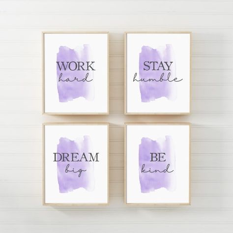 Check out this item in my Etsy shop https://www.etsy.com/in-en/listing/851691276/work-hard-stay-humble-be-kind-print Girls Bedroom Lavender, Purple Girls Bedroom, Purple Nursery Decor, Lavender Bedroom, Lavender Nursery, Purple Office, Purple Nursery, Work Hard Stay Humble, Purple Girl