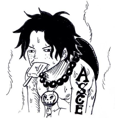 Ace Manga, Ace One Piece, One Piece, Black And White, Tattoos, White, Black