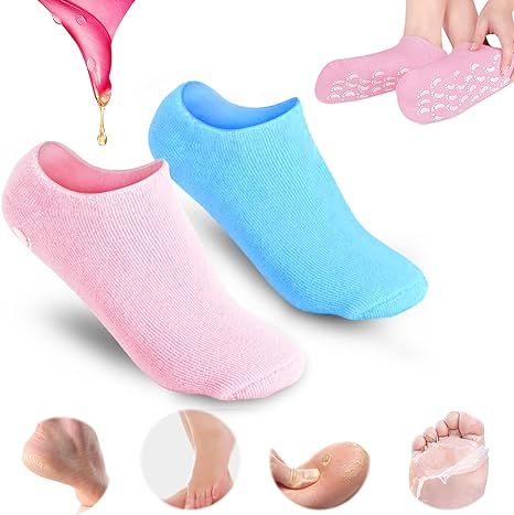 Amazon.com : 2Pairs Moisturizing Socks - Gel Socks for Dry Cracked Feet Women - Gel Spa Socks for Repairing and Softening Dry Cracked Feet Skins, Gel Lining Infused with Essential Oils and Vitamins : Beauty & Personal Care Gel Socks, Beauty And Personal Care, Vitamins, Essential Oils, Spa, Skin Care, Repair, Personal Care, Socks