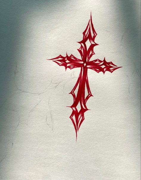 Unique Cross Tattoos, Guerriero Samurai, School Doodles, Me Tattoo, Sigil Tattoo, Weird Drawings, Cross Tattoo Designs, Tattoos For Black Skin, Red Ink Tattoos