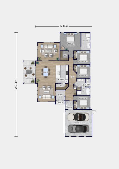 House Plans NZ - Arakura - Platinum Homes 4 Bedroom Bungalow House Plans, Four Bedroom House Plans, House Plans Australia, 4 Bedroom House Designs, Single Storey House Plans, Shed House Plans, Three Bedroom House Plan, One Storey House, Bungalow Floor Plans