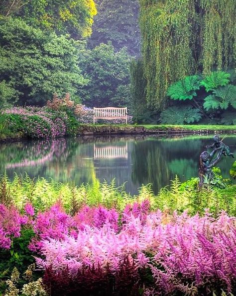 Pathway Ideas, Landscaping On A Hill, Garden On A Hill, Longwood Gardens, Devon England, Garden Pathway, A Pond, Gorgeous Gardens, Garden Cottage