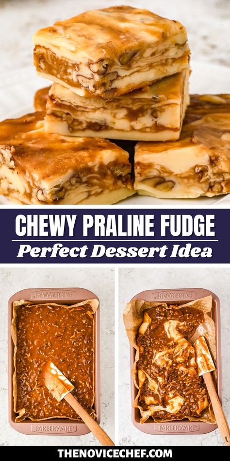 Pralines Fudge, Pecan Praline Fudge Recipe, Praline Fudge Recipe, Praline Fudge, Homemade Pralines, Praline Candy, Pralines And Cream, Buc Ee's, Praline Recipe