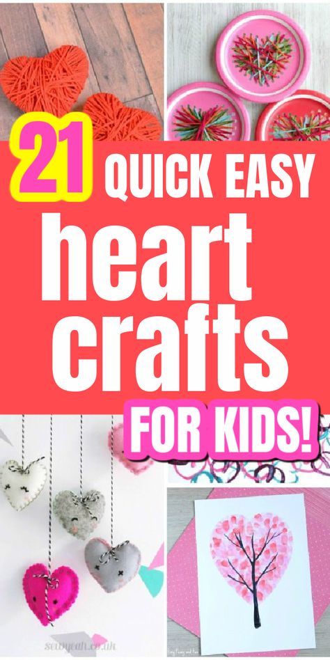 Quick Valentine Crafts, Third Grade Valentines, Heart Crafts Kids, Kids Valentine Party, Kindergarten Valentines, Heart Craft, Easy Valentine Crafts, Class Valentines, Valentine's Day Crafts For Kids