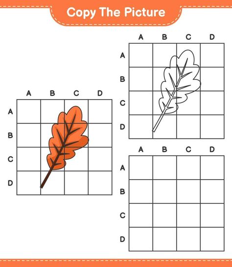 Copy the picture, copy the picture of Oak Leaf using grid lines. Educational children game, printable worksheet, vector illustration Game Printable, Vector Shapes, Oak Leaf, Illustration Vector, Grid Lines, Printable Worksheets, The Picture, Games For Kids, Vector Free