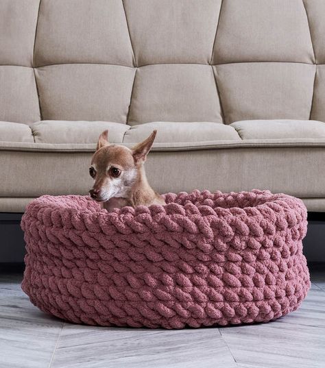 Cozy Crochet Pet Bed | JOANN Crochet Dog Bed, Crochet Pet Bed, Pet Bed Pattern, Crochet Pet, Caron Yarn, Bernat Yarn, Pet Sweaters, Knit Toys, Easy Crochet Patterns Free