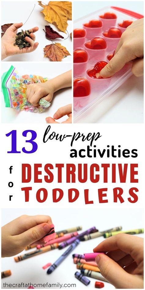 Does your toddler like to destroy things? Channel their destructive energies with these 13 easy activities that can be set up in minutes! These fun, low-prep ideas will help control the destruction so you don’t have to worry, and most of them involve materials you probably already have at home! Try these easy indoor sensory activities using simple everyday materials to keep your little ones quiet and busy. There ideas are perfect for 1-year-olds, 2-year-olds, 3-years-olds and even preschoolers! Indoor Activity For 3 Year, Activities For Busy Toddlers, Activities For Two Year Olds Daycare, Sensory Activities For Two Year Olds, Indoor Activities For 3 Year, Preschool Busy Activities, Afternoon Activities For Toddlers, 2-3 Year Activity, Kid Sensory Activities