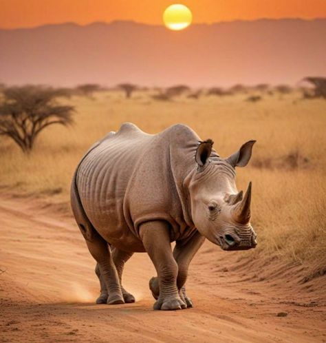 The majestic African Rhino in sunset - Amitava0112 Rhinoceros Photography, Rhino Pictures, African Animals Photography, Rhino Painting, Rhino Species, Rhino Tattoo, Indian Rhinoceros, Growing Wheat, African Wildlife Photography