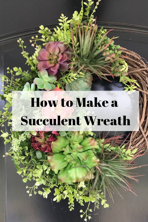 Succulent Wreath Ideas, Succulent Wreaths For Front Door, Faux Succulent Wreath Diy, Succulents Wreath, Diy Succulent Wreath, Grace Monroe, Succulent Wreaths, Vine Wreaths, Faux Succulent Wreath